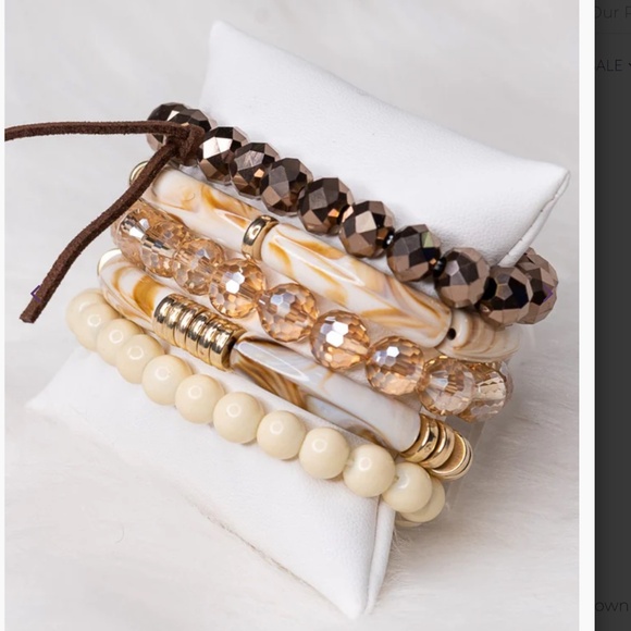 Boho “ Aubrey ” 5 Strand Bracelet with Natural Stones and Charms R4B - Picture 4 of 4